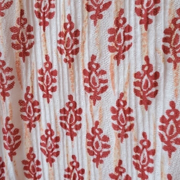 LUCKY BRAND ORANGE CREAM BOJO SLEEVELESS TOP V-NECK COTTON FLORAL SMALL - Picture 2 of 9